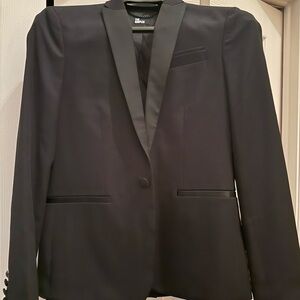 The Kooples Black Blazer with Satin Lapel Tuxedo